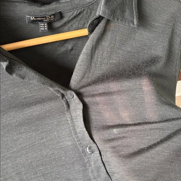 Massimo Dutti Dark Khaki Green Top | Size Medium - Picture 9 of 9